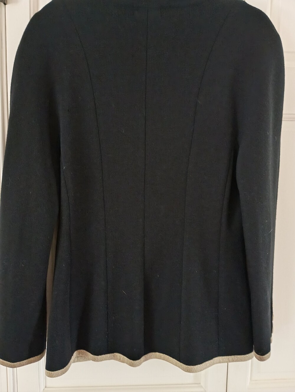 New Condition Classic Gold Trim Black Knit Blazer Jacket.Pit To Pit 19" - Picture 6 of 7